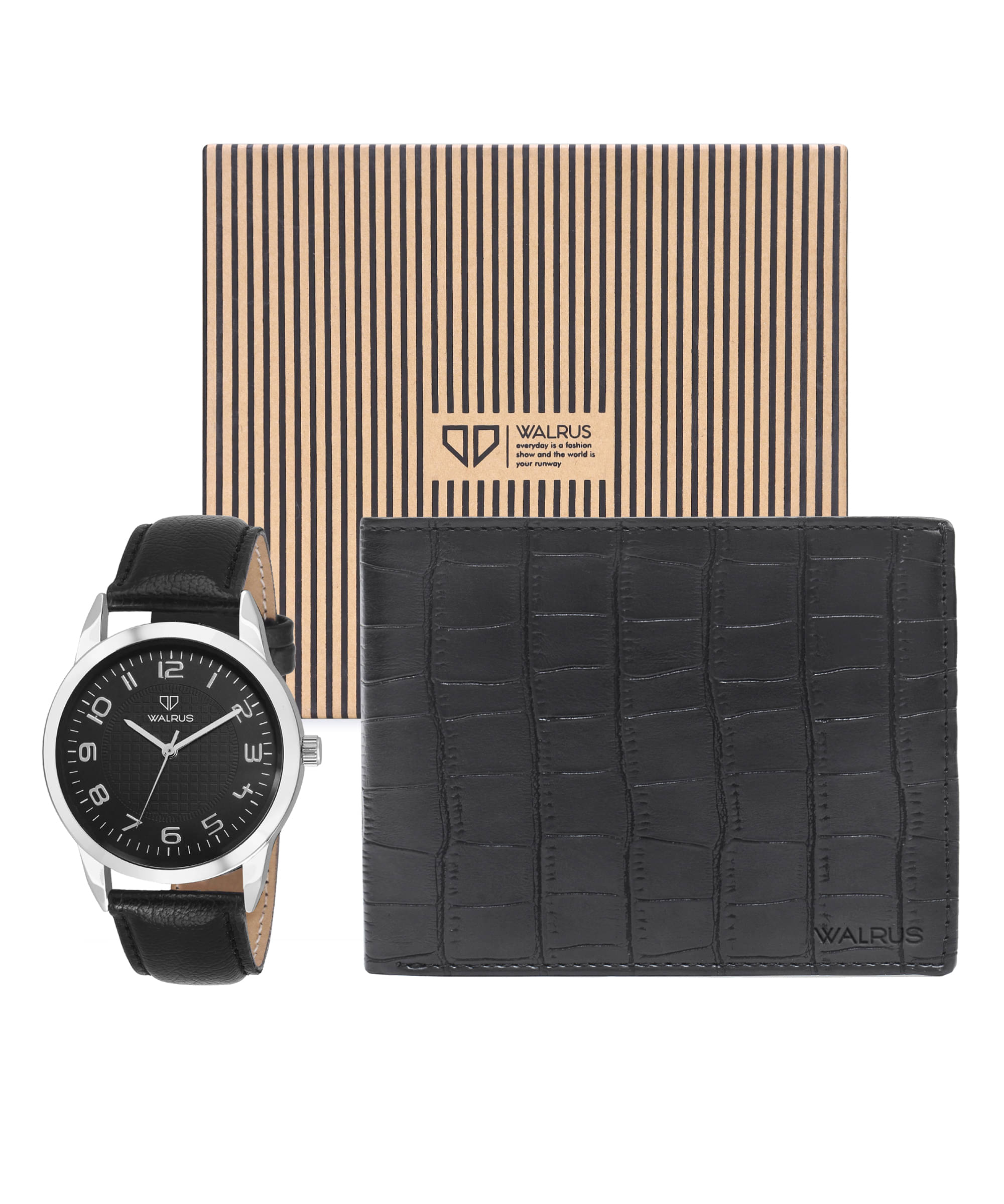     			Walrus Black PU Analog Men's Watch