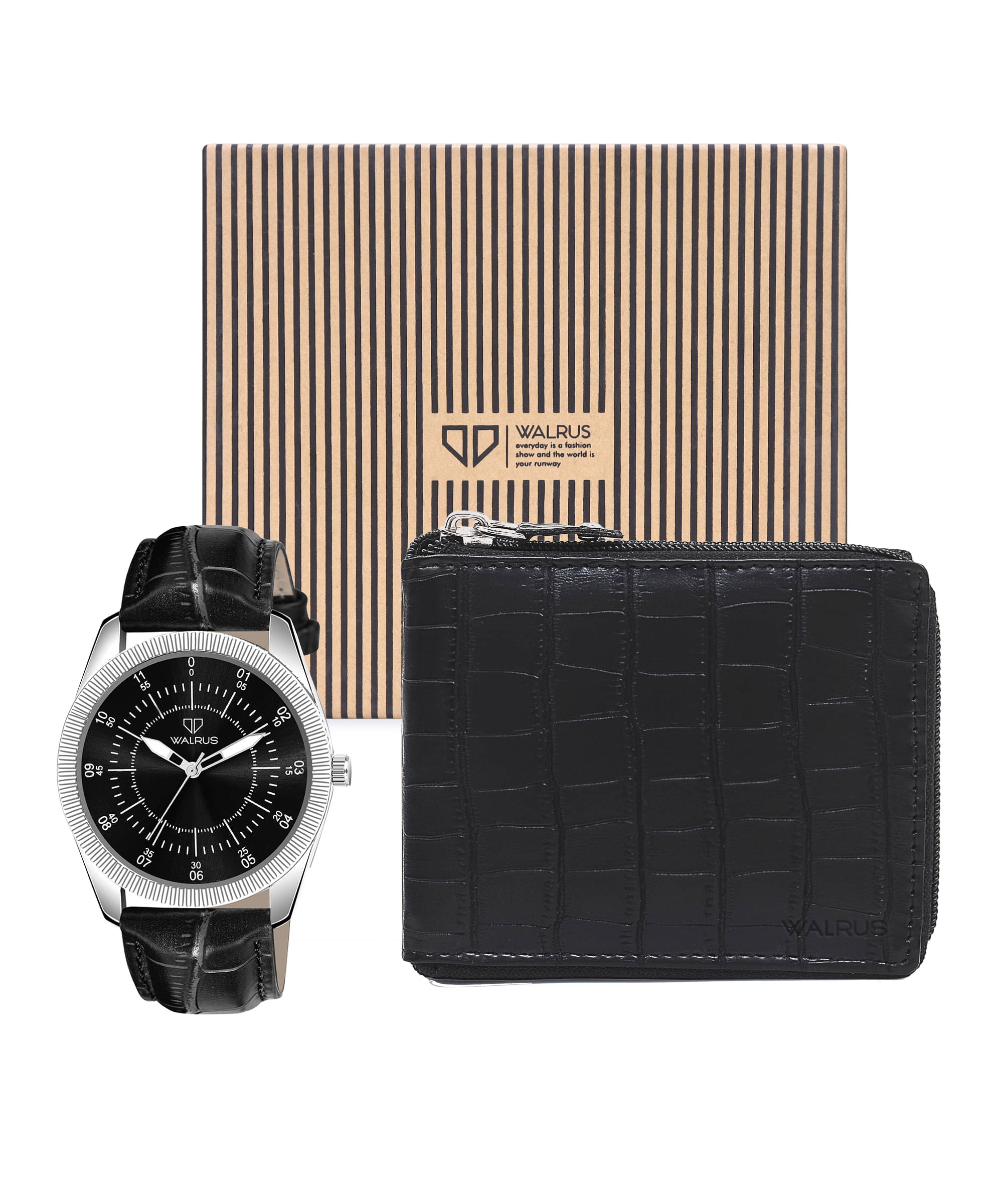     			Walrus Black PU Analog Men's Watch