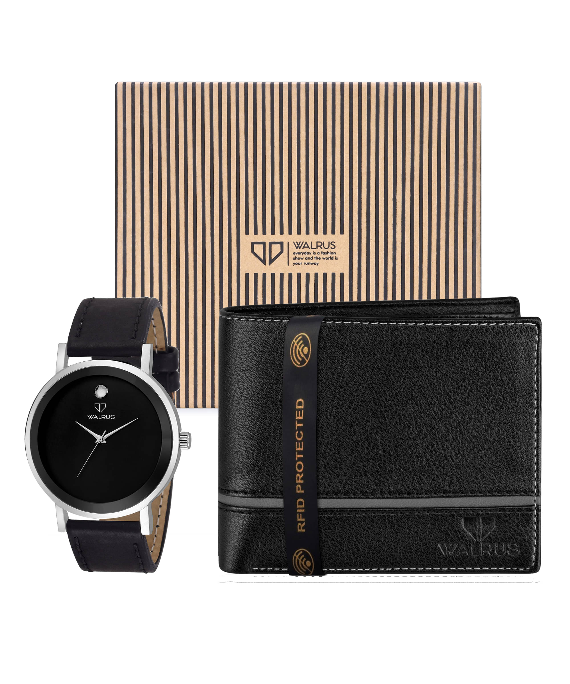     			Walrus Black PU Analog Men's Watch