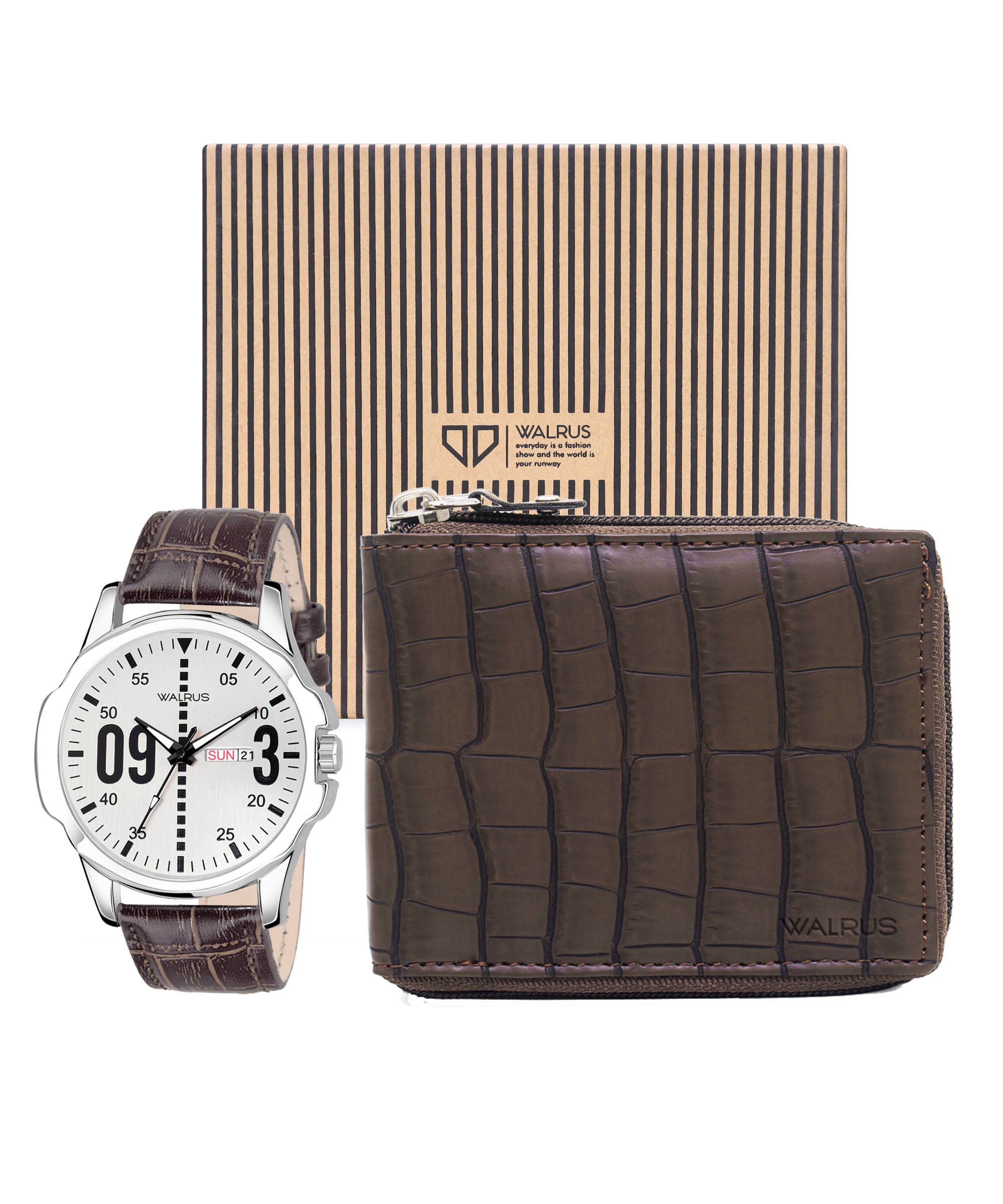     			Walrus Brown PU Analog Men's Watch