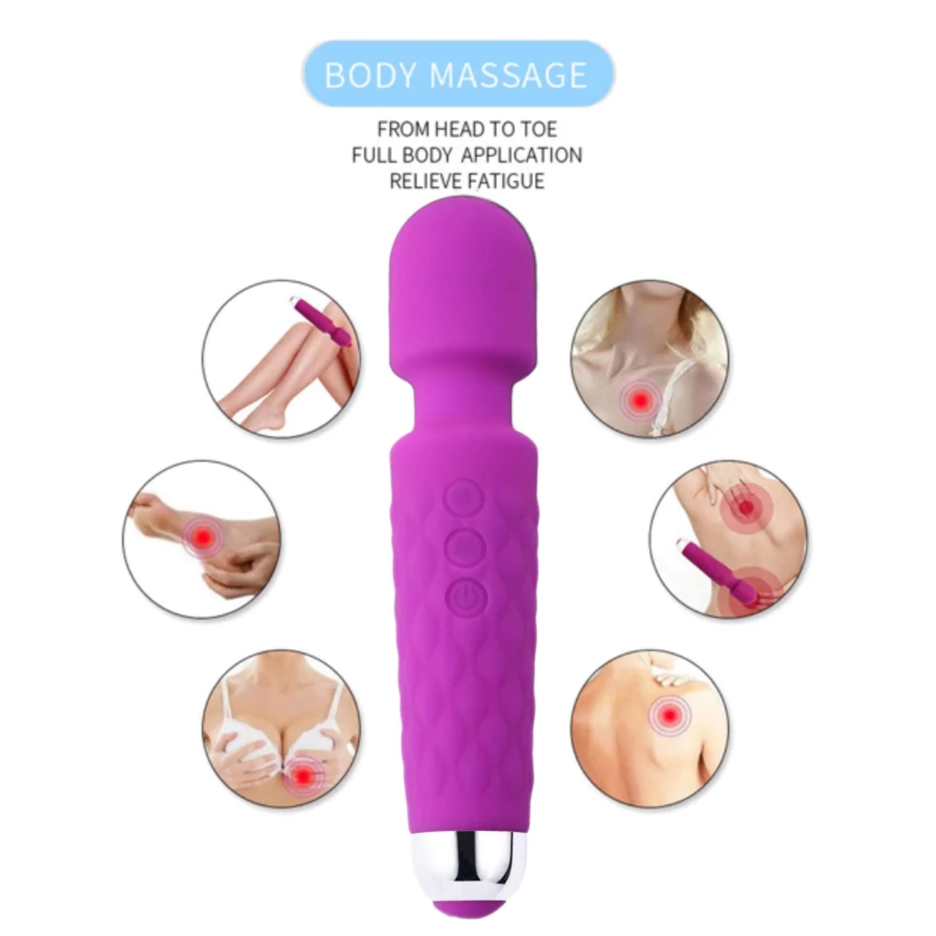     			Wand Massager For Pain Relief with 10 speed, Flexible Neck, Assorted Color (Pack of 1)