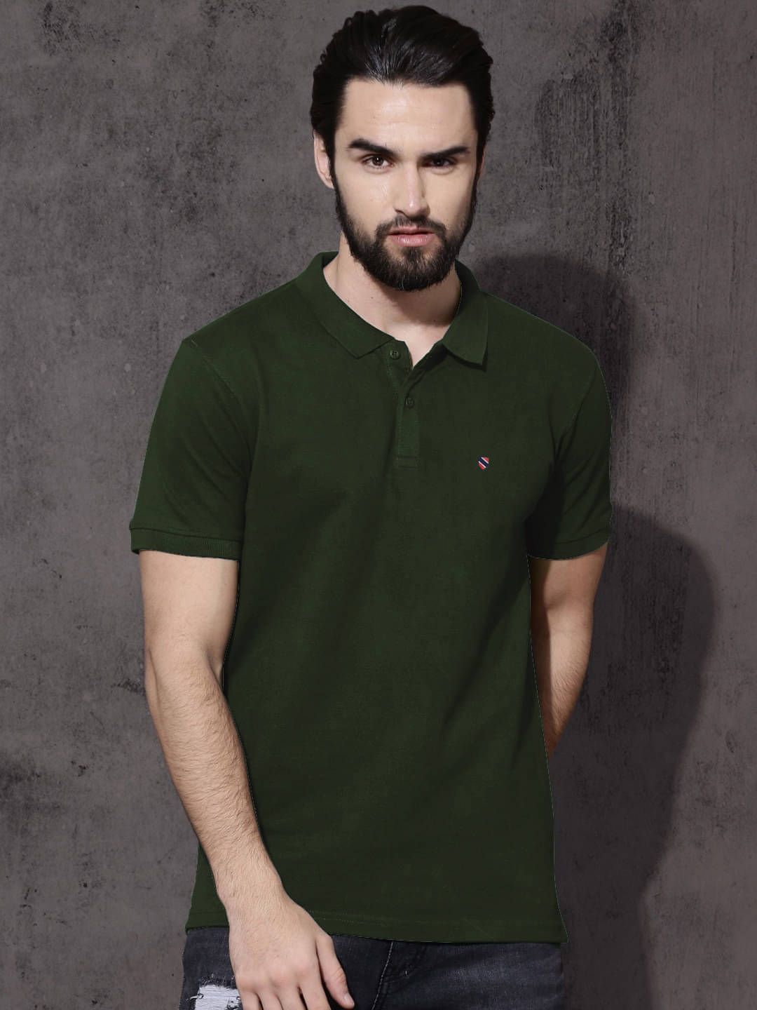     			AIN6 Pack of 1 Cotton Blend Regular Fit Solid Half Sleeves Men's Polo T Shirt ( Olive )