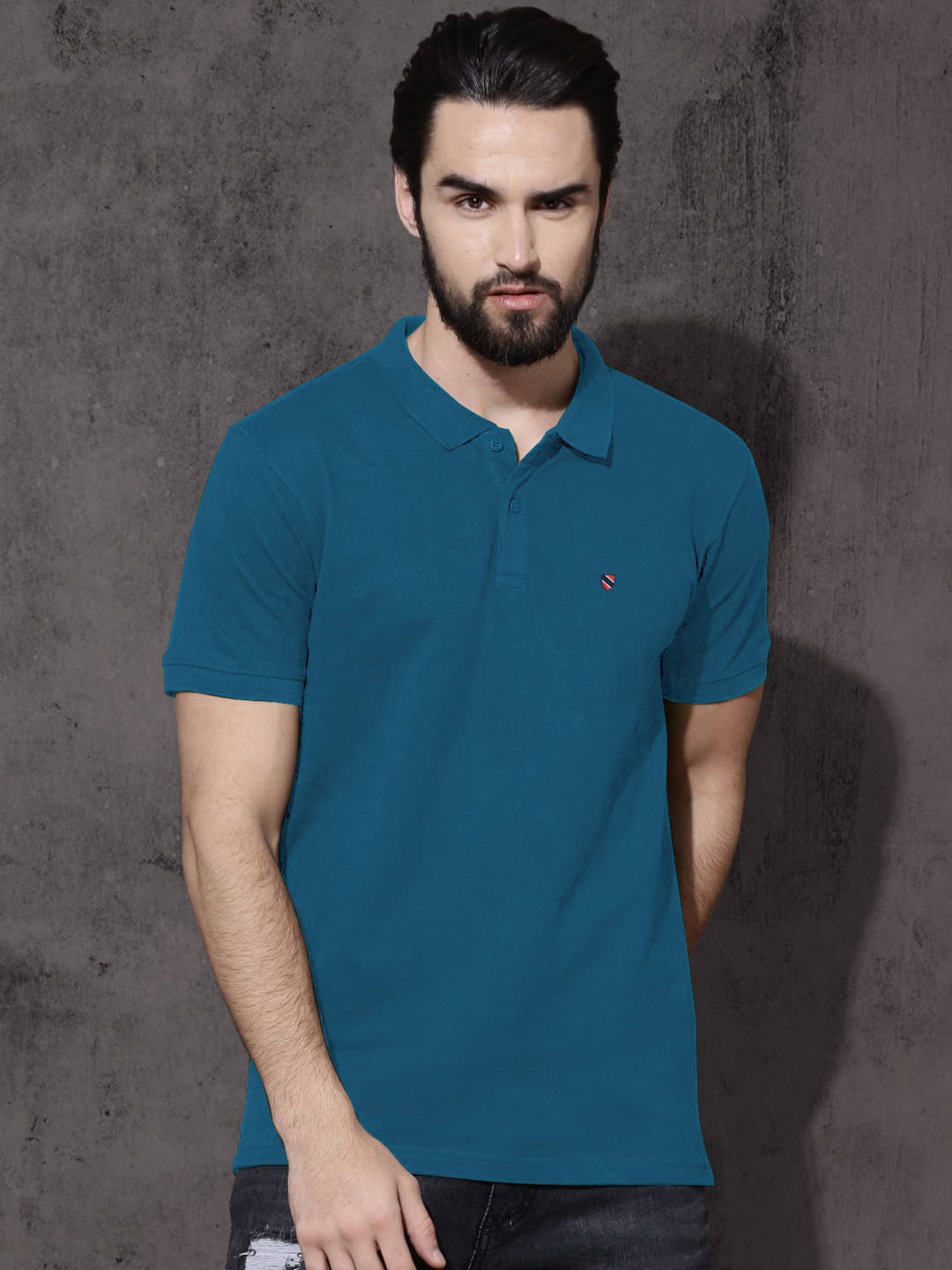     			AIN6 Pack of 1 Cotton Blend Regular Fit Solid Half Sleeves Men's Polo T Shirt ( Teal Blue )