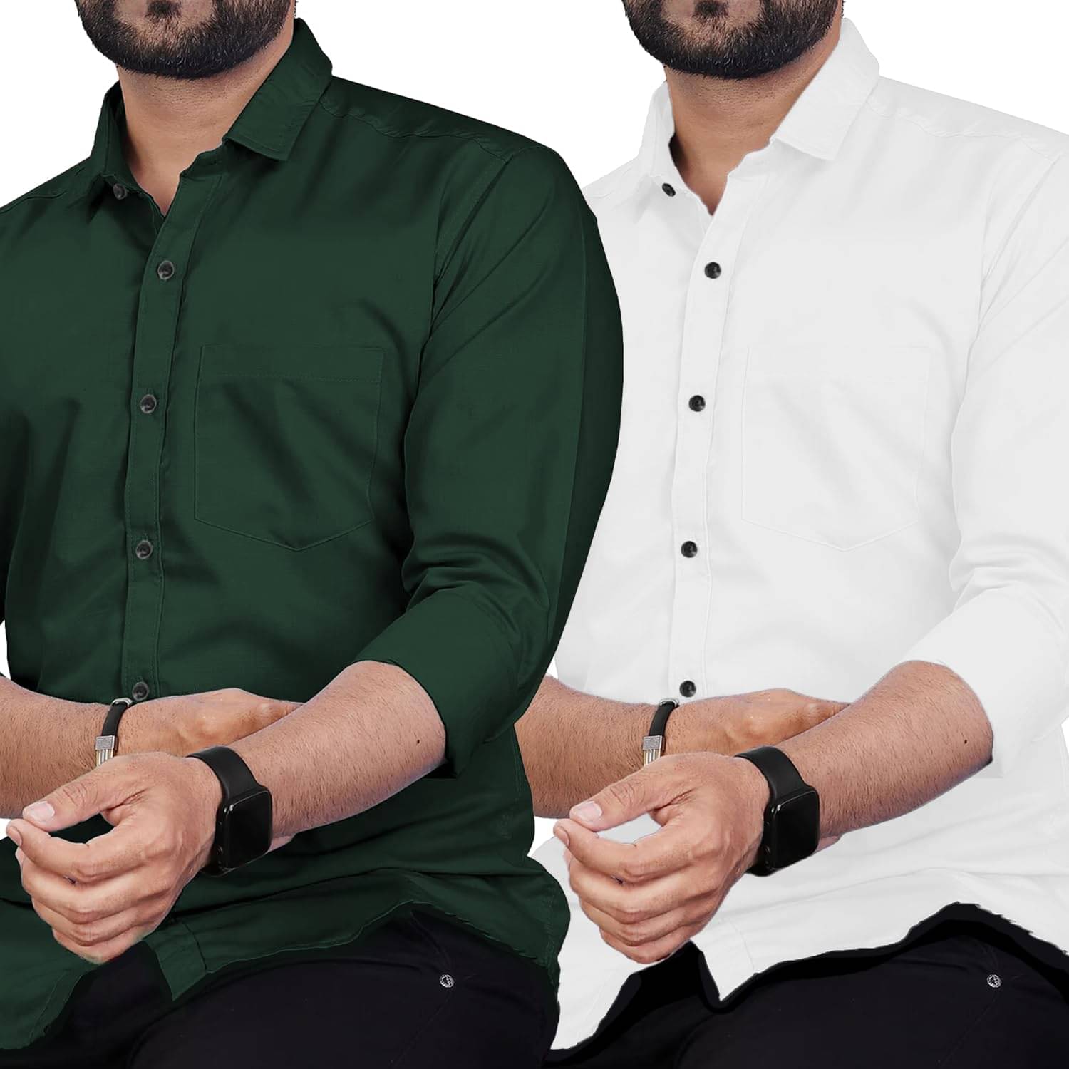     			Apektra Cotton Blend Slim Fit Solids Full Sleeves Men's Casual Shirt - Green ( Pack of 2 )