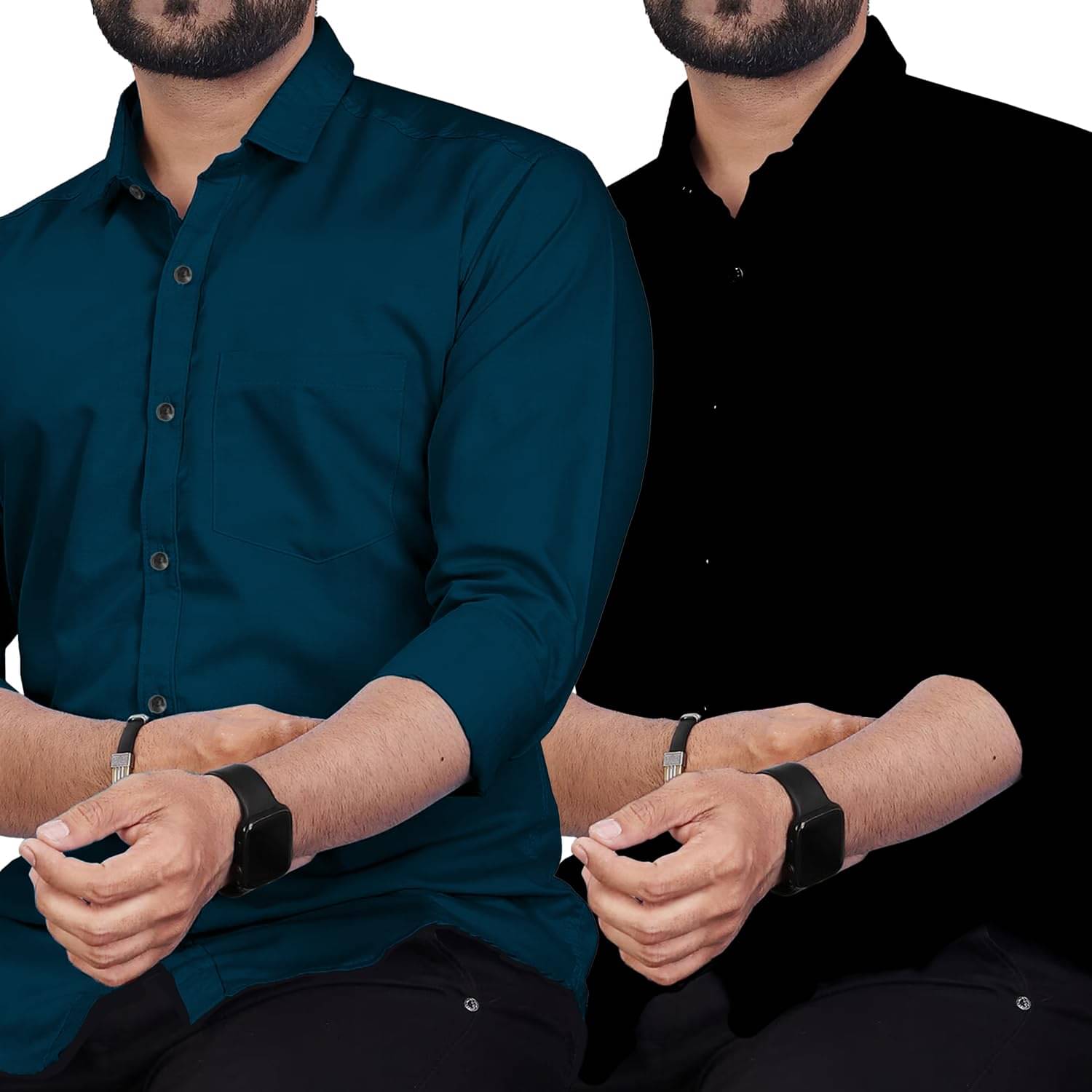 Apektra Cotton Blend Slim Fit Solids Full Sleeves Men's Casual Shirt - Indigo ( Pack of 2 ) Apektra Cotton Blend Slim Fit Solids Full Sleeves Men's Casual Shirt - Indigo ( Pack of 2 )