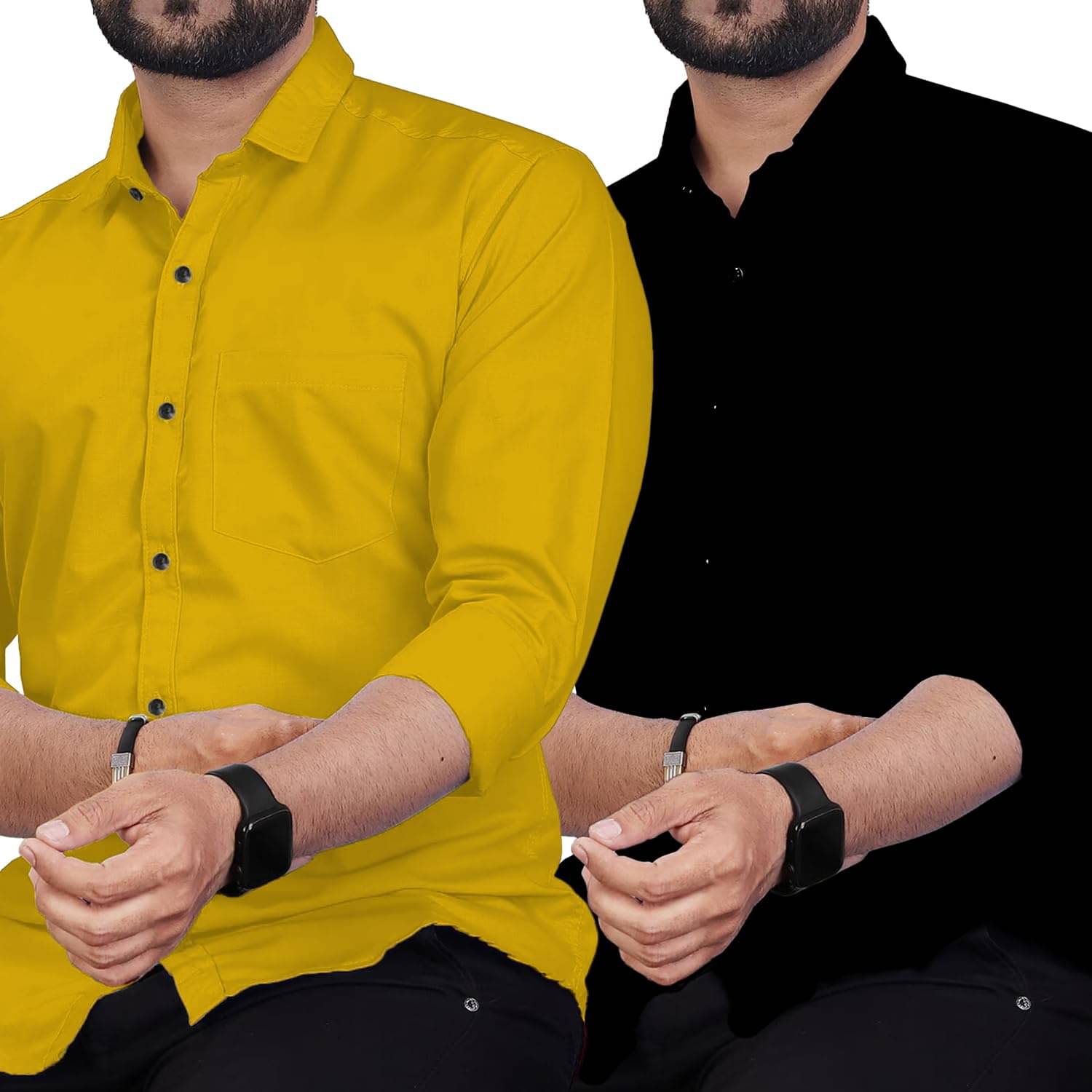 Apektra Cotton Blend Slim Fit Solids Full Sleeves Men's Casual Shirt - Yellow ( Pack of 2 )     			Apektra Cotton Blend Slim Fit Solids Full Sleeves Men's Casual Shirt - Yellow ( Pack of 2 )
