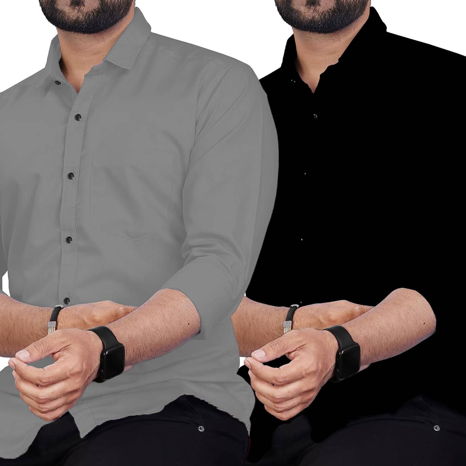 Apektra Cotton Blend Slim Fit Solids Full Sleeves Men's Casual Shirt - Grey ( Pack of 2 ) Apektra Cotton Blend Slim Fit Solids Full Sleeves Men's Casual Shirt - Grey ( Pack of 2 )