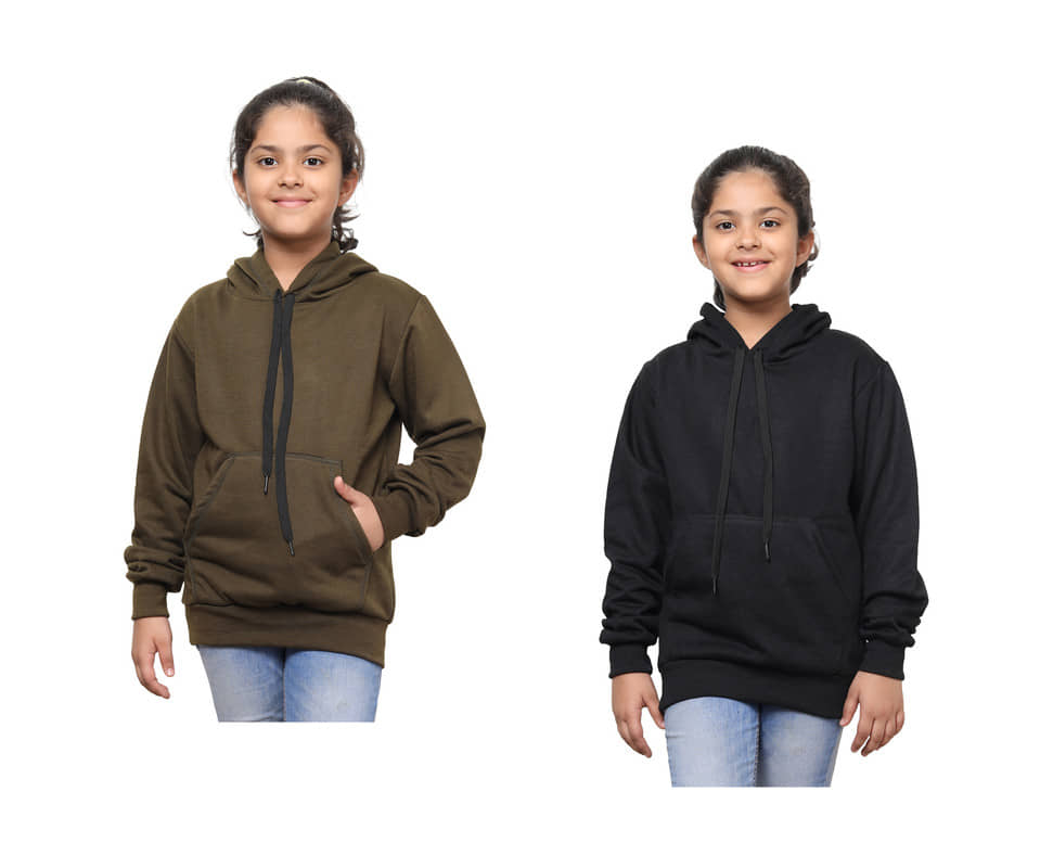 IndiWeaves Pack of 2 Girls Fleece Sweatshirt ( Multicolor )