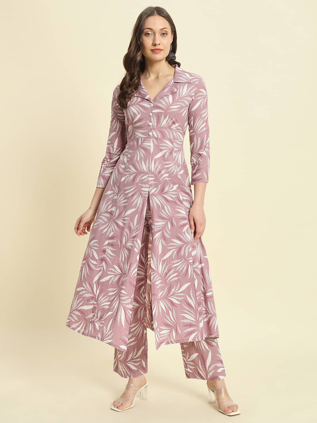     			Kbz Cotton Printed Kurti With Pants Women's Stitched Salwar Suit - Purple ( Pack of 1 )