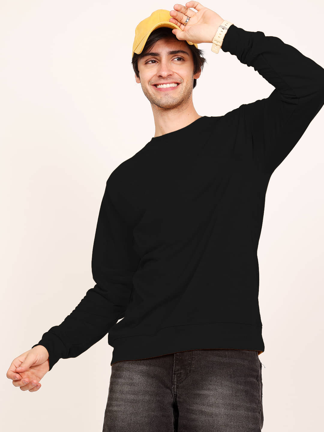 Leotude Fleece Round Neck Men's Sweatshirt - Black ( Pack of 1 )
