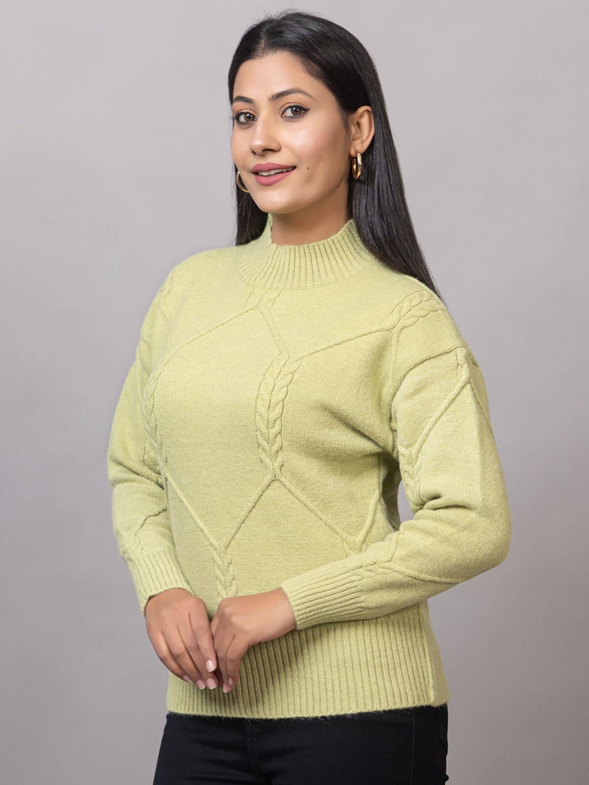 MISDYNAMIC Acrylic Round Neck Women's Cardigans Dress - Green ( Single )