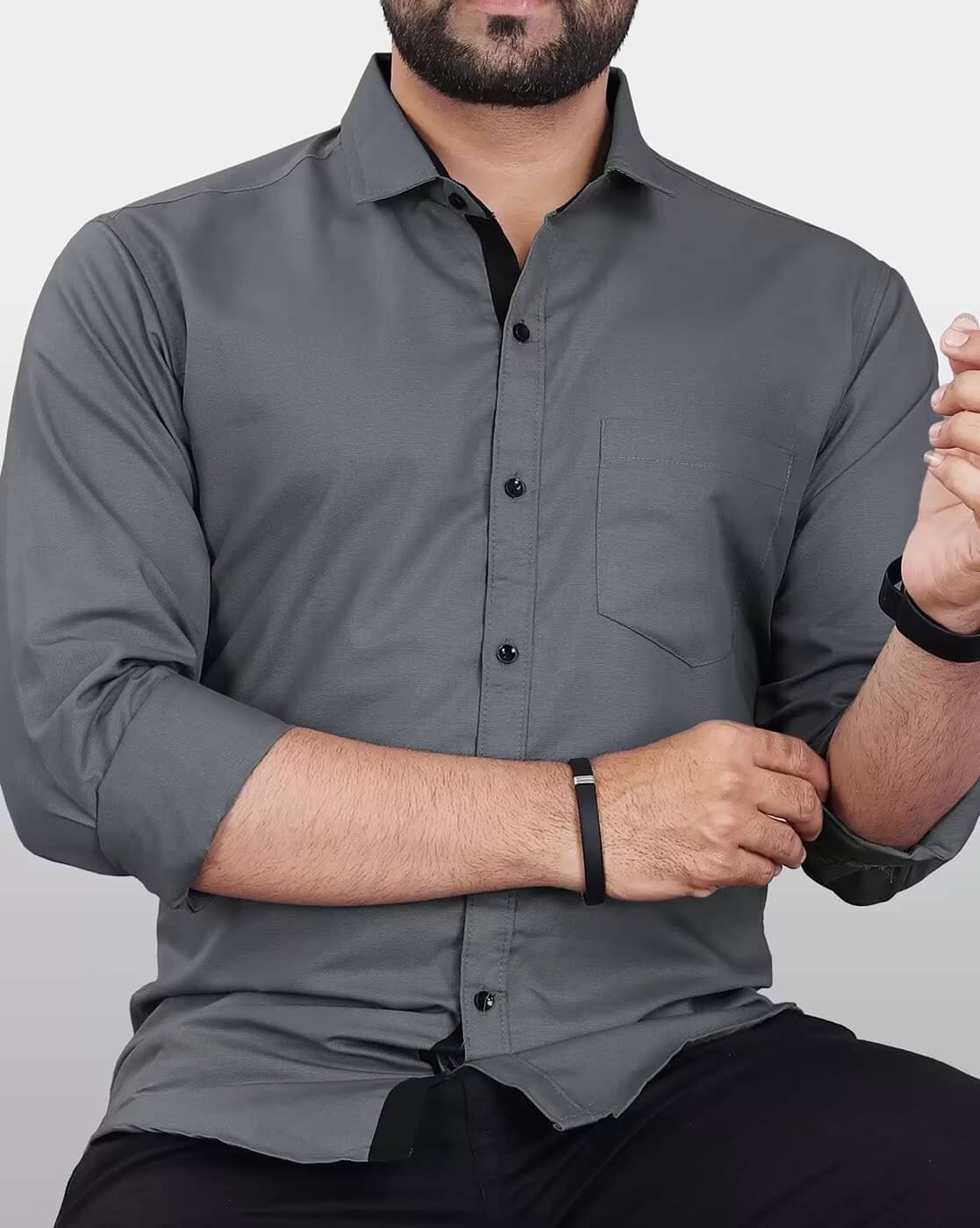 SHANLIYA Cotton Blend Regular Fit Solids Full Sleeves Men's Casual Shirt - Grey ( Pack of 1 ) SHANLIYA Cotton Blend Regular Fit Solids Full Sleeves Men's Casual Shirt - Grey ( Pack of 1 )