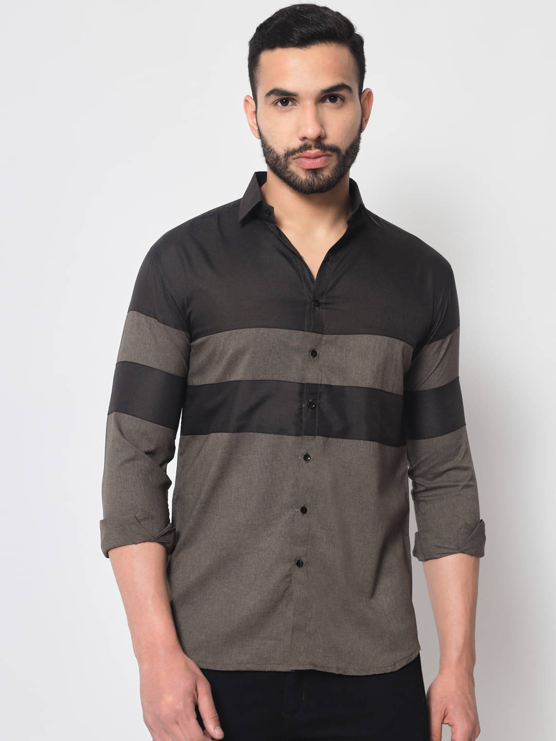 SHANLIYA Cotton Flex Regular Fit Striped Full Sleeves Men's Casual Shirt - Black ( Pack of 1 ) SHANLIYA Cotton Flex Regular Fit Striped Full Sleeves Men's Casual Shirt - Black ( Pack of 1 )