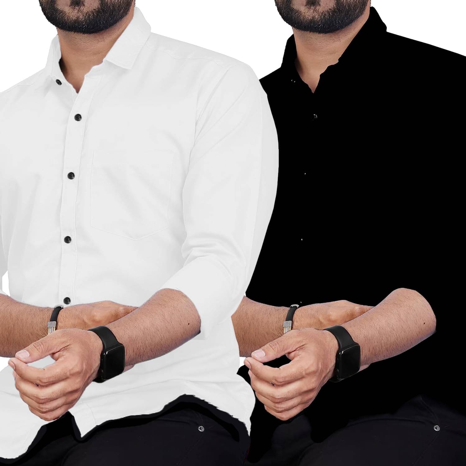     			UNI VIBE Cotton Blend Slim Fit Solids Full Sleeves Men's Casual Shirt - White ( Pack of 2 )