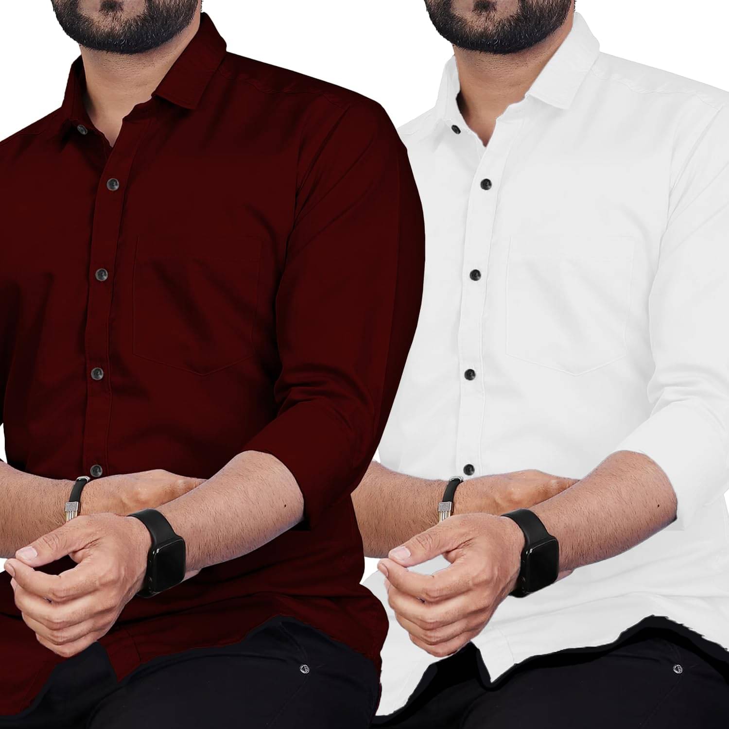     			UNI VIBE Cotton Blend Slim Fit Solids Full Sleeves Men's Casual Shirt - Maroon ( Pack of 2 )