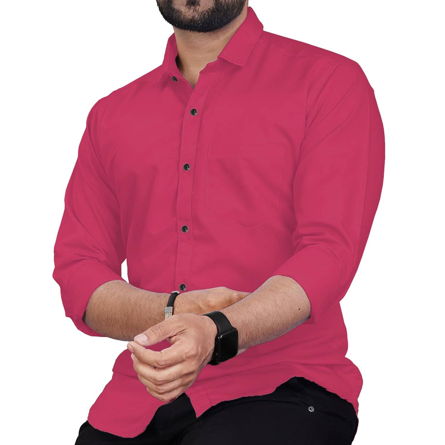 UNI VIBE Cotton Blend Slim Fit Solids Full Sleeves Men's Casual Shirt - Pink ( Pack of 1 ) UNI VIBE Cotton Blend Slim Fit Solids Full Sleeves Men's Casual Shirt - Pink ( Pack of 1 )