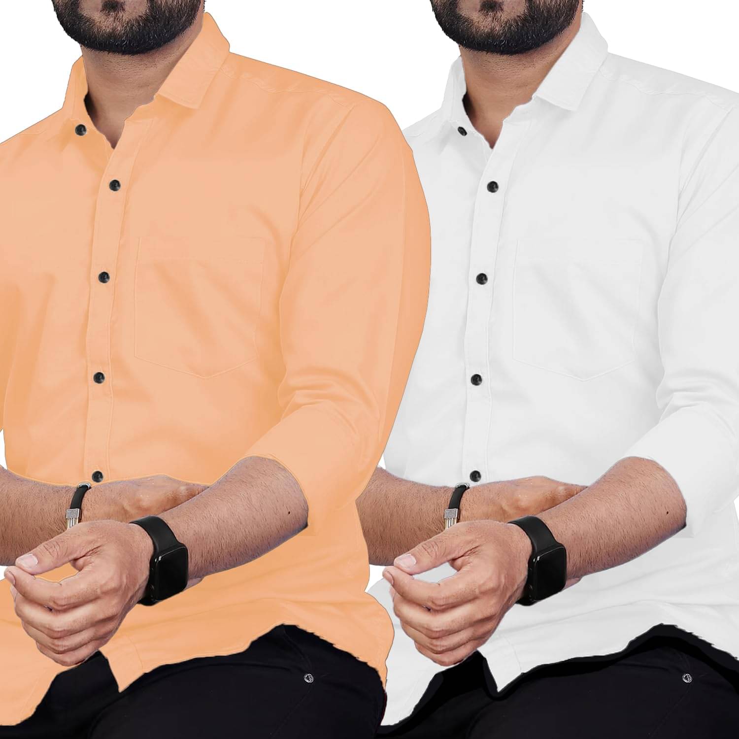 UNI VIBE Cotton Blend Slim Fit Solids Full Sleeves Men's Casual Shirt - Orange ( Pack of 2 ) UNI VIBE Cotton Blend Slim Fit Solids Full Sleeves Men's Casual Shirt - Orange ( Pack of 2 )