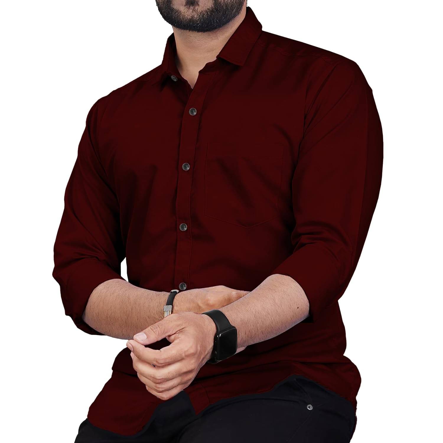     			UNI VIBE Cotton Blend Slim Fit Solids Full Sleeves Men's Casual Shirt - Maroon ( Pack of 1 )