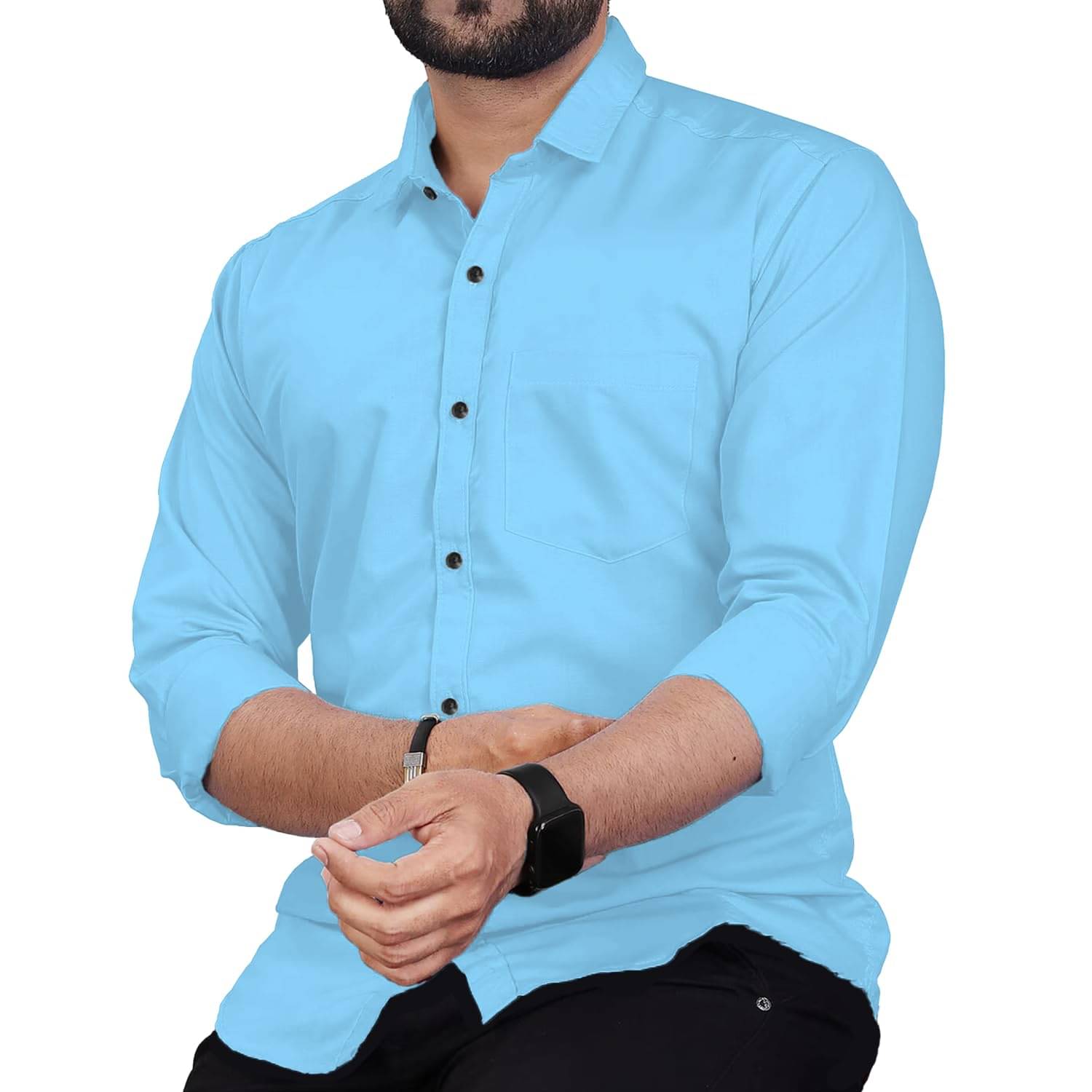 UNI VIBE Cotton Blend Slim Fit Solids Full Sleeves Men's Casual Shirt - Blue ( Pack of 1 ) UNI VIBE Cotton Blend Slim Fit Solids Full Sleeves Men's Casual Shirt - Blue ( Pack of 1 )
