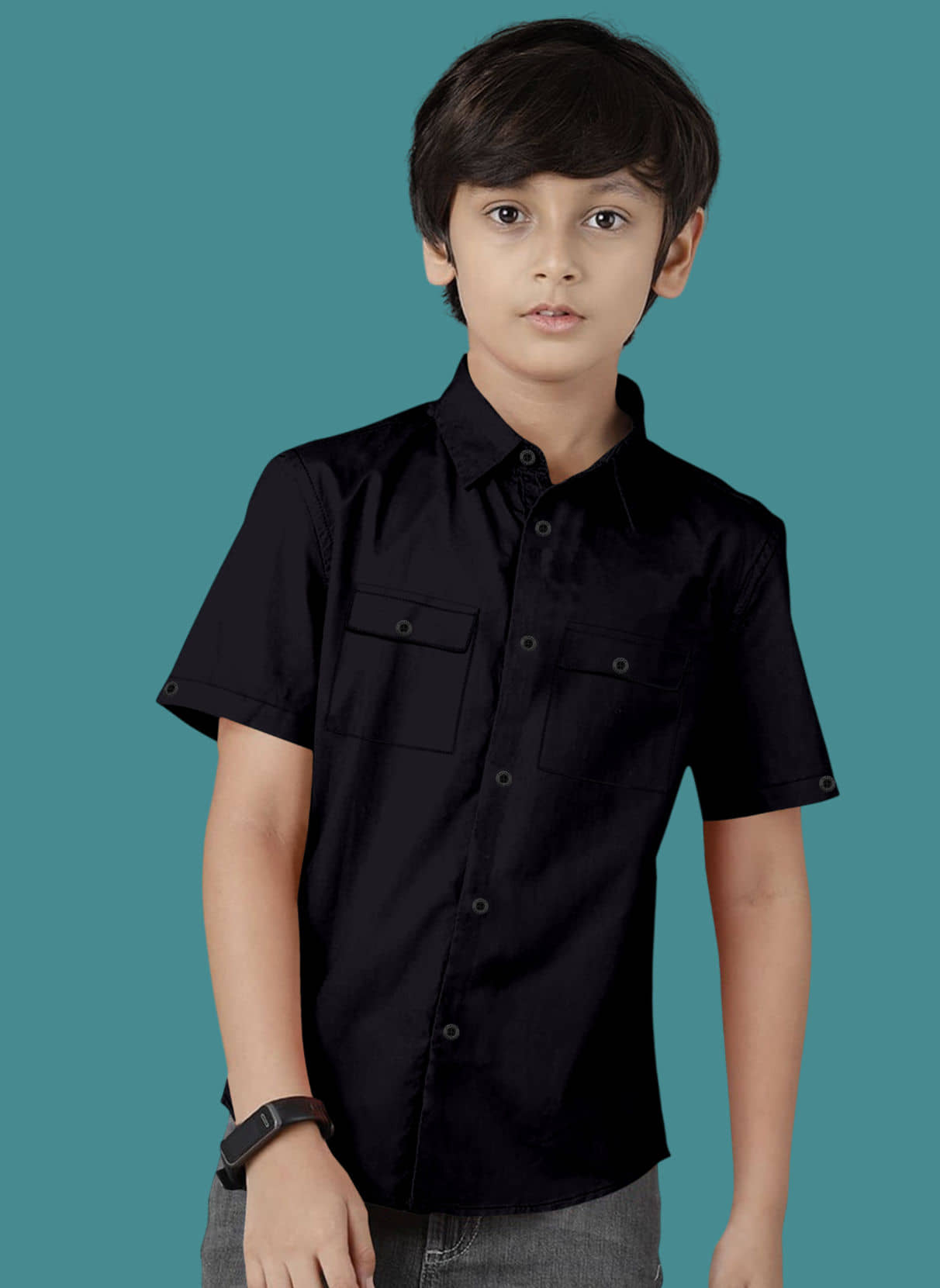 VTEXX Pack of 1 Boys Cotton Blend Half Sleeves Shirt ( Blue )