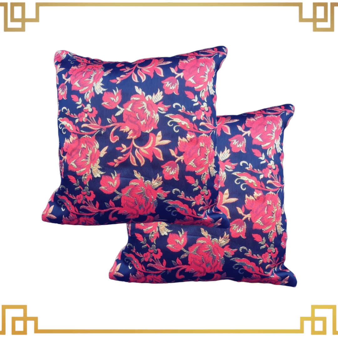 BMAP Set of 2 Brocade Floral Square Cushion Cover (40X40)cm - Multicolor BMAP Set of 2 Brocade Floral Square Cushion Cover (40X40)cm - Multicolor