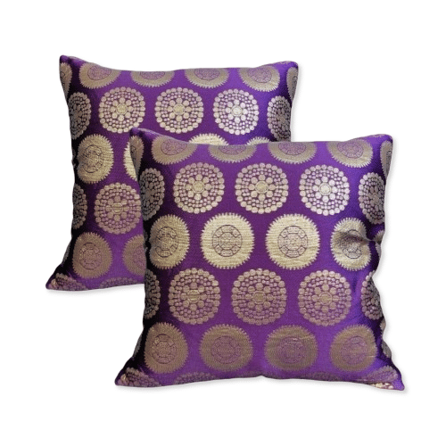     			BMAP Set of 2 Brocade Floral Square Cushion Cover (30X30)cm - Wine