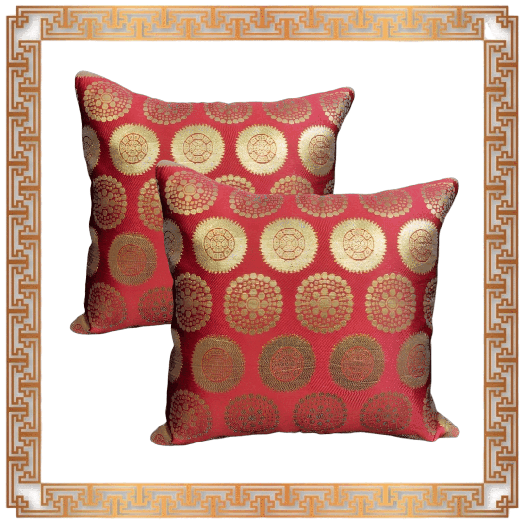     			BMAP Set of 2 Brocade Floral Square Cushion Cover (30X30)cm - Maroon