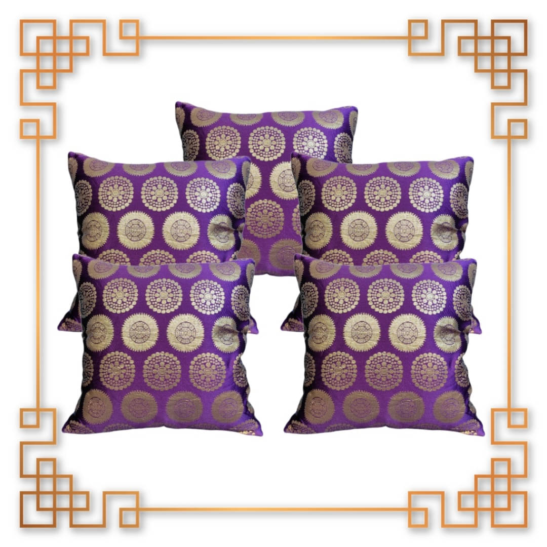 BMAP Set of 5 Brocade Floral Square Cushion Cover (40X40)cm - Wine BMAP Set of 5 Brocade Floral Square Cushion Cover (40X40)cm - Wine