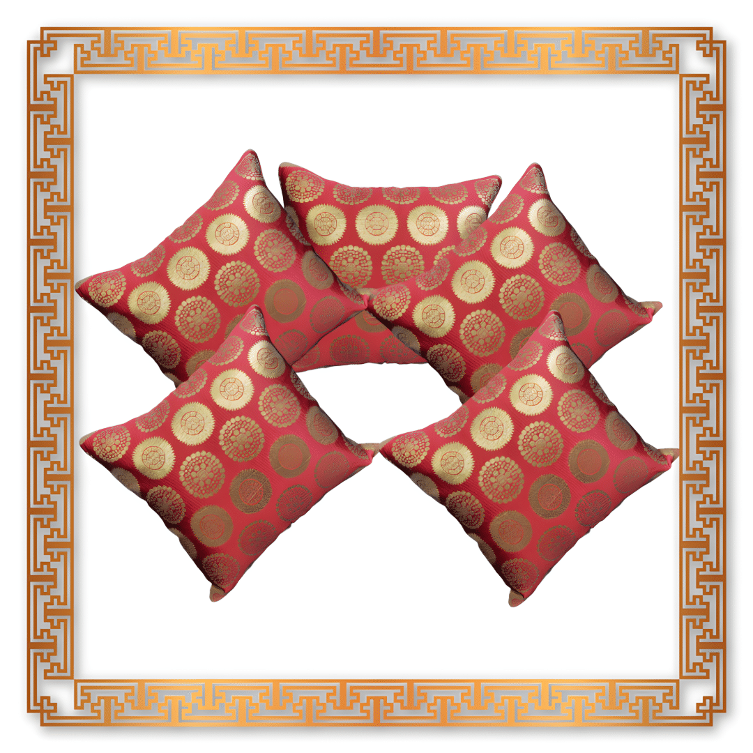 BMAP Set of 5 Brocade Floral Square Cushion Cover (40X40)cm - Maroon BMAP Set of 5 Brocade Floral Square Cushion Cover (40X40)cm - Maroon