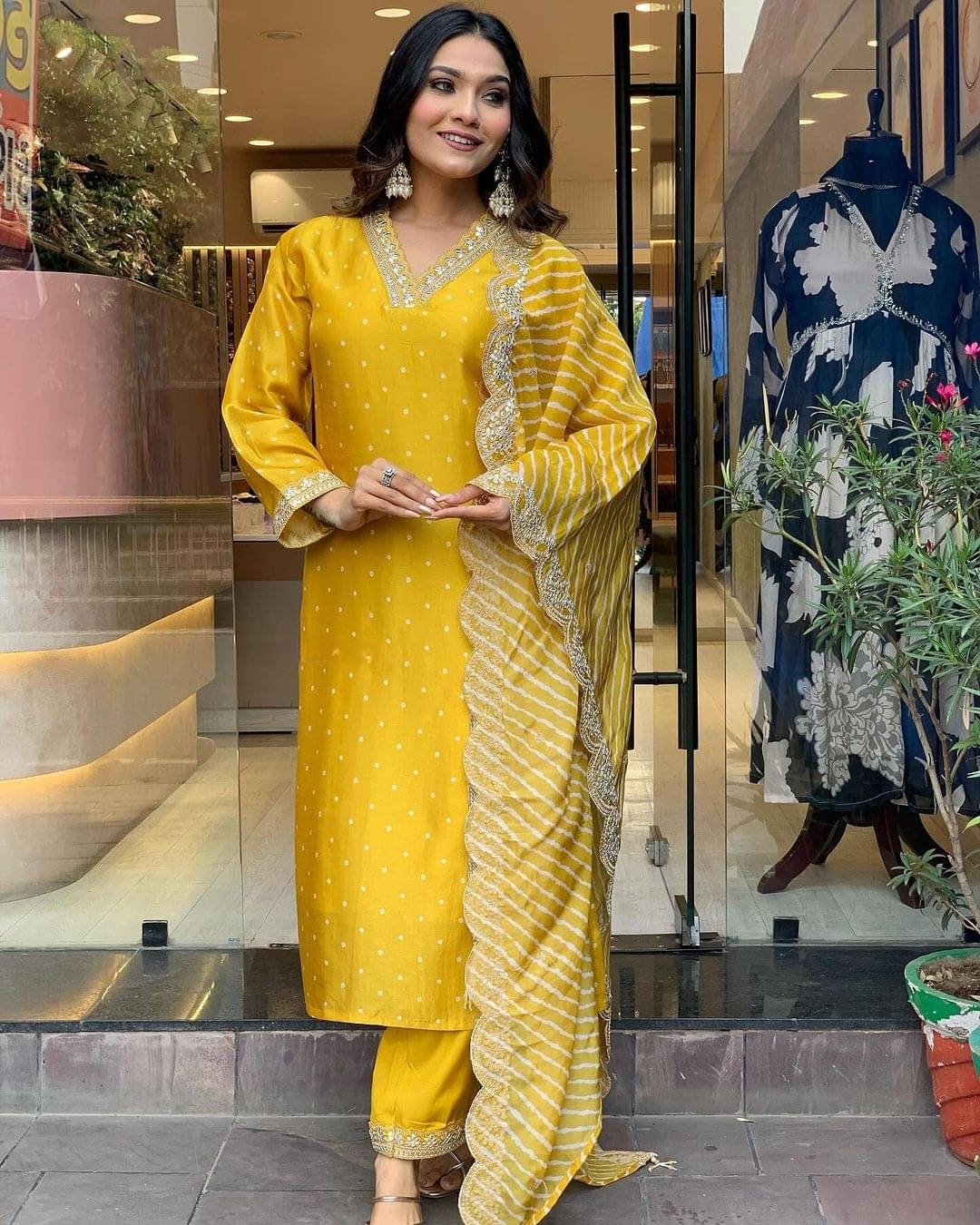 BOUGHT FIRST Pack of 1 Cotton Silk Embellished Straight Women's Kurti with Dupatta - ( Yellow ) BOUGHT FIRST Pack of 1 Cotton Silk Embellished Straight Women's Kurti with Dupatta - ( Yellow )