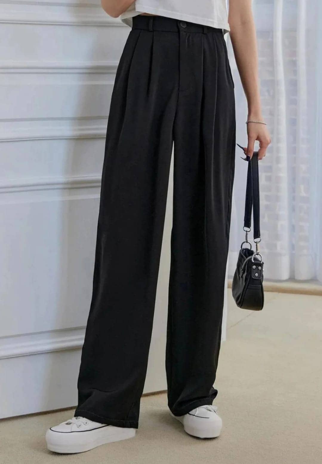 Broadstar Pack of 1 Polyester Baggy Women's Casual Pants ( Black ) - Trousers | Buy online on ZillyBuy