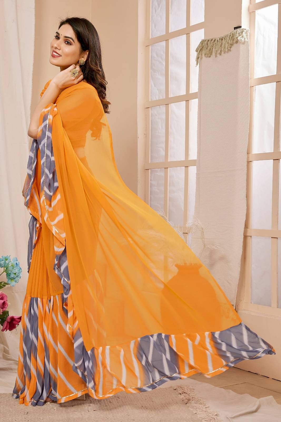 DIKONA DESIGNER Georgette Printed Saree With Unstitched Blouse Piece ( Orange ) DIKONA DESIGNER Georgette Printed Saree With Unstitched Blouse Piece ( Orange )