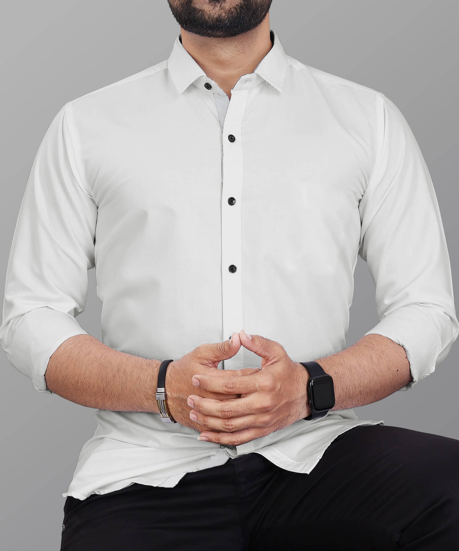 Eviqe Cotton Blend Regular Fit Solids Full Sleeves Men's Casual Shirt - White ( Pack of 1 )