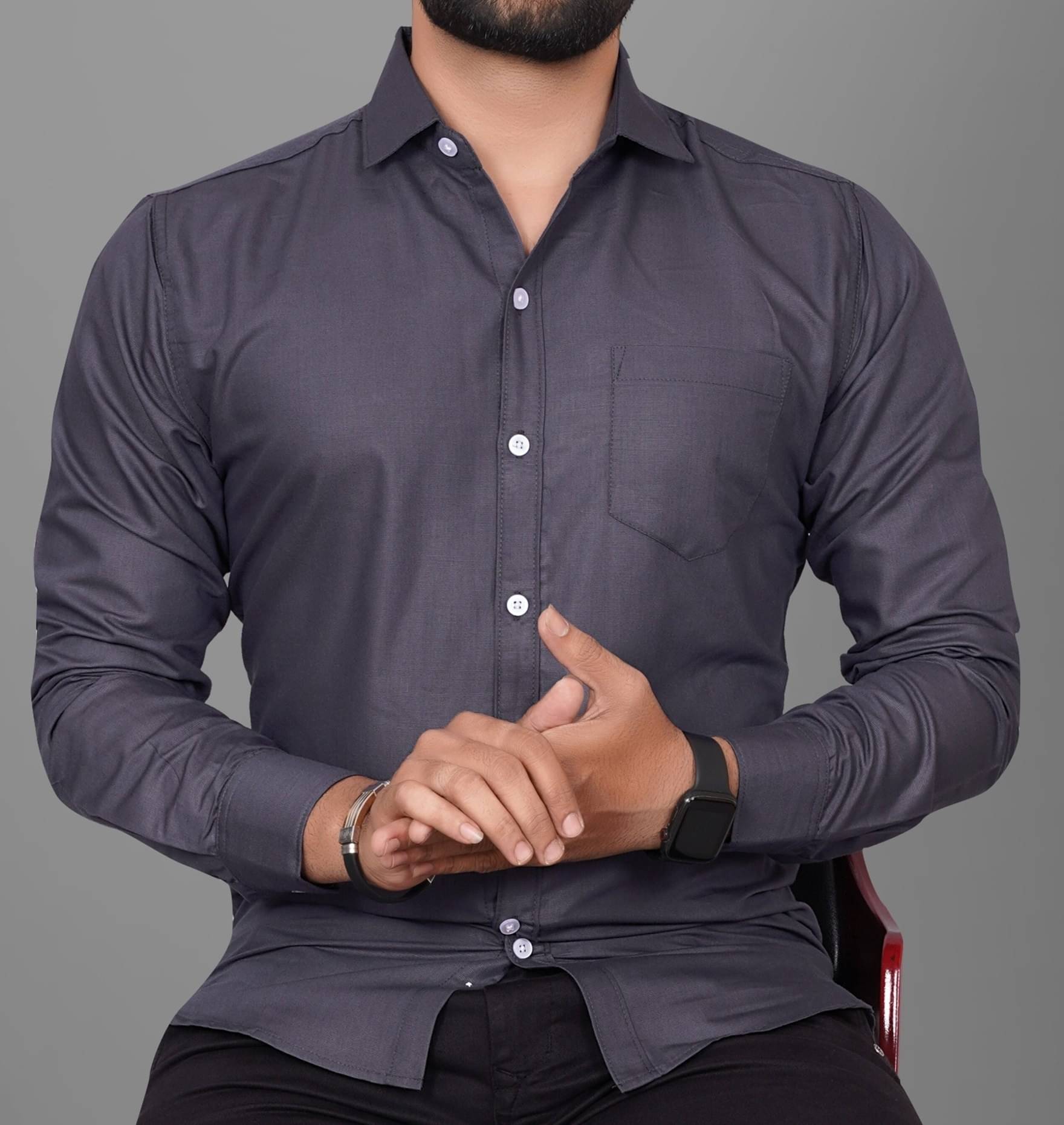 Eviqe Cotton Blend Regular Fit Solids Full Sleeves Men's Casual Shirt - Grey ( Pack of 1 ) Eviqe Cotton Blend Regular Fit Solids Full Sleeves Men's Casual Shirt - Grey ( Pack of 1 )