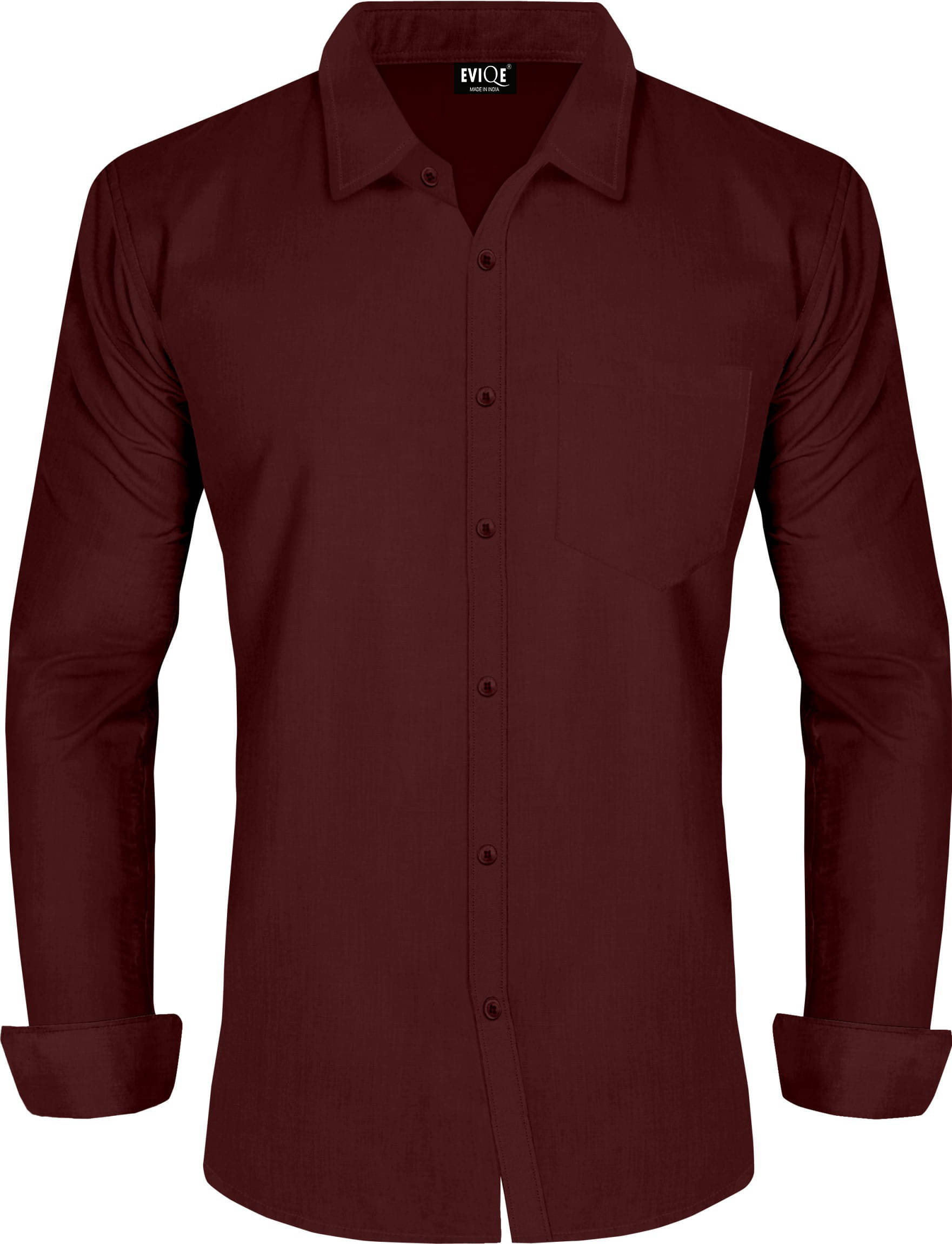     			Eviqe Cotton Blend Regular Fit Solids Full Sleeves Men's Casual Shirt - Maroon ( Pack of 1 )