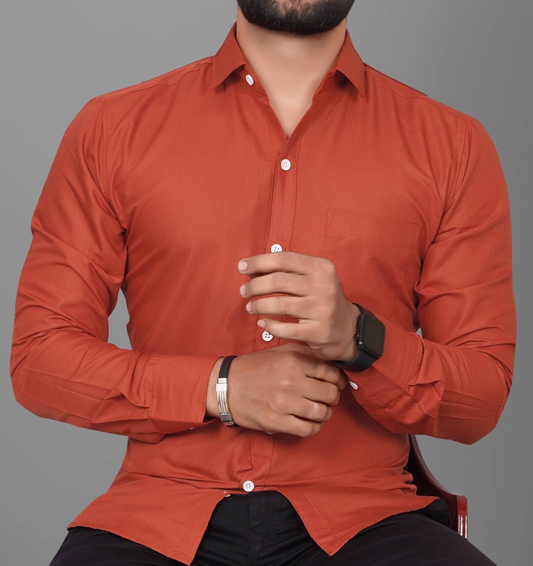 Eviqe Cotton Blend Regular Fit Solids Full Sleeves Men's Casual Shirt - Brown ( Pack of 1 )