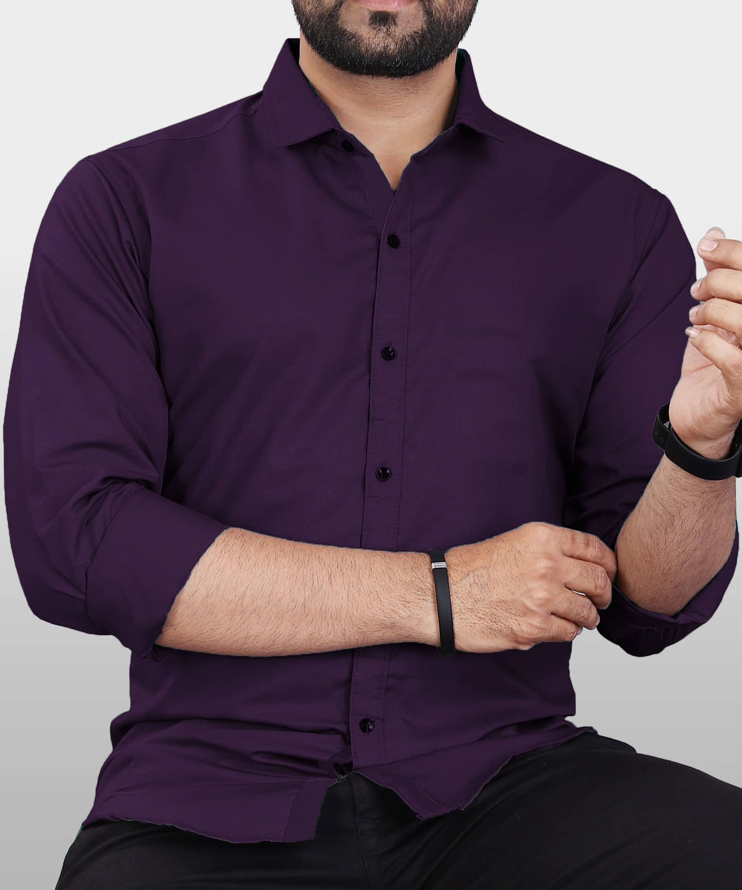 Eviqe Cotton Blend Regular Fit Solids Full Sleeves Men's Casual Shirt - Purple ( Pack of 1 )