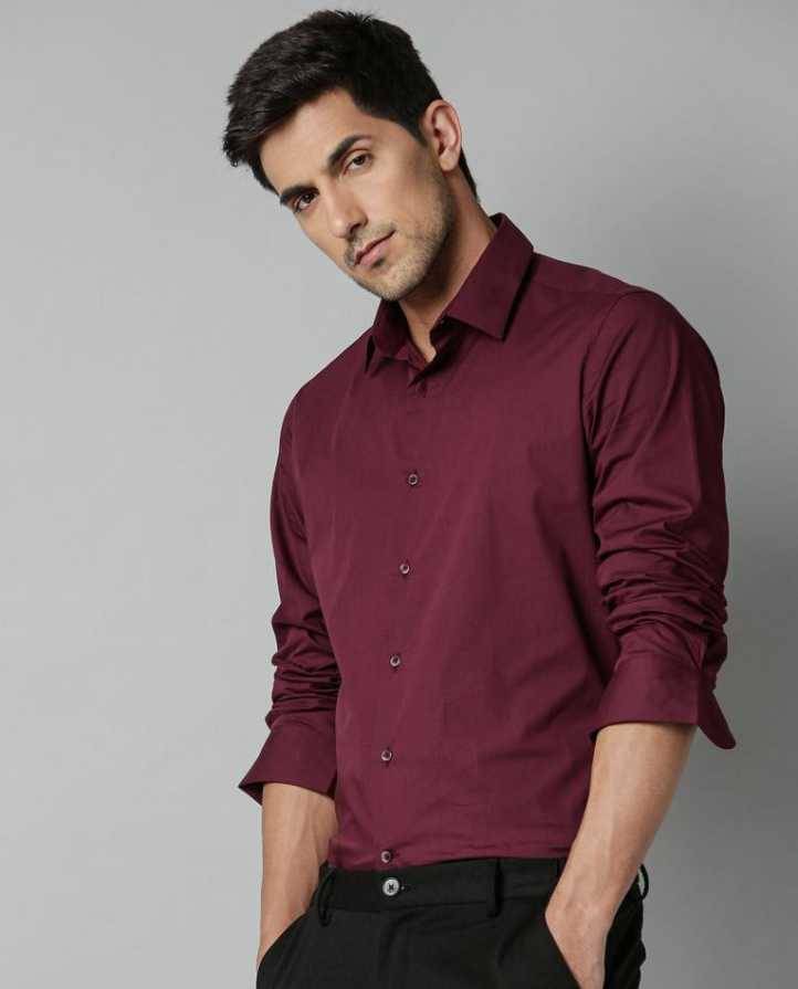     			Eviqe Cotton Blend Regular Fit Solids Full Sleeves Men's Casual Shirt - Maroon ( Pack of 1 )