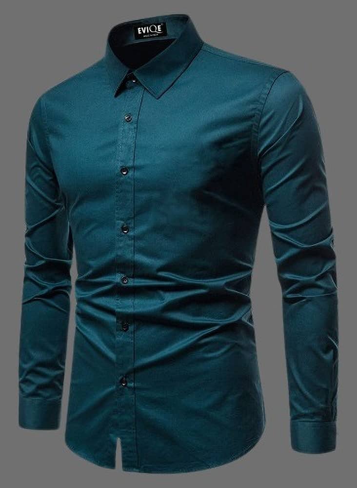 Eviqe Cotton Blend Regular Fit Solids Full Sleeves Men's Casual Shirt - Teal ( Pack of 1 )