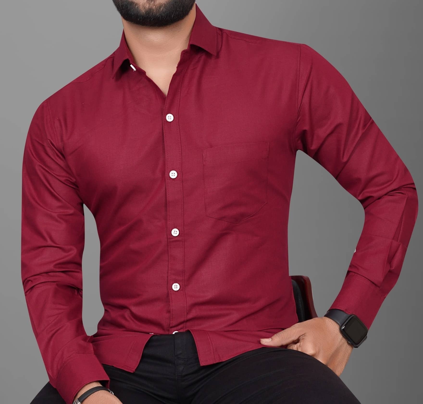 Eviqe Cotton Blend Regular Fit Solids Full Sleeves Men's Casual Shirt - Maroon ( Pack of 1 )