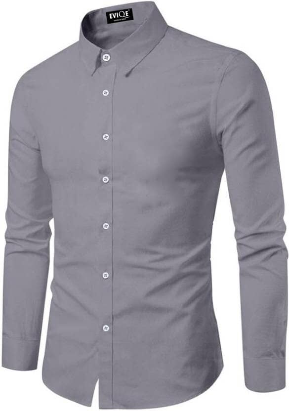 Eviqe Cotton Blend Regular Fit Solids Full Sleeves Men's Casual Shirt - Grey ( Pack of 1 )