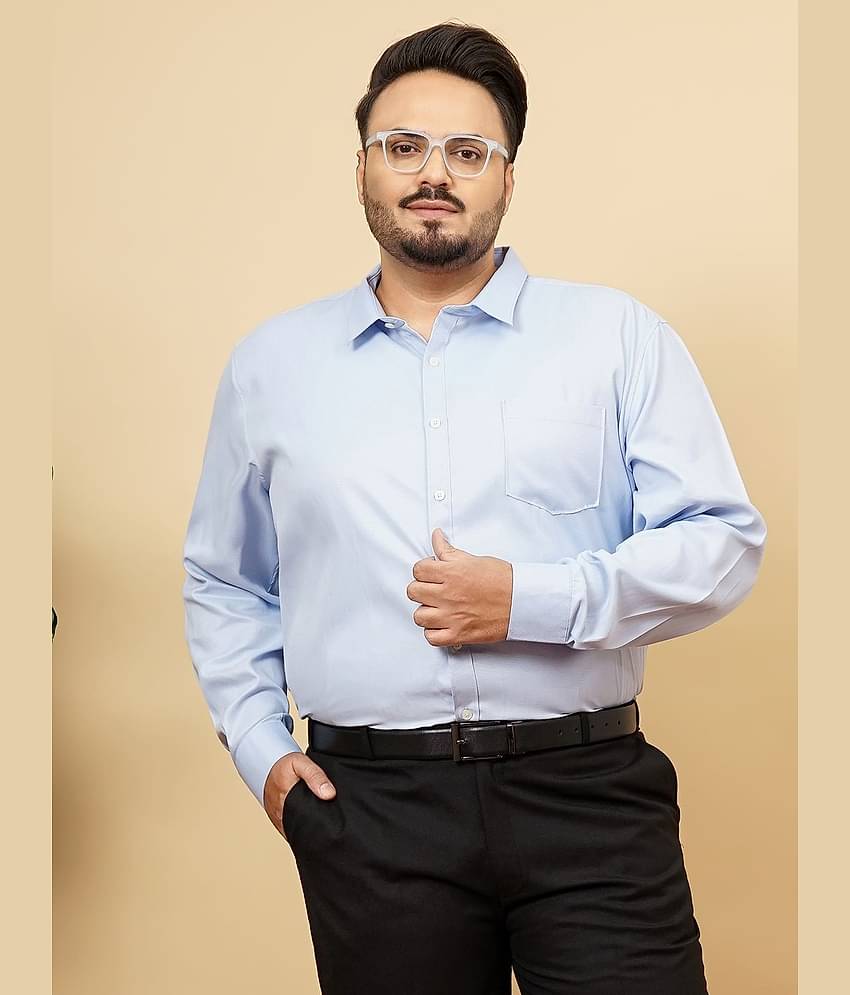 HARDSODA Poly Cotton Regular Fit Full Sleeves Men's Formal Shirt - Blue ( Pack of 1 )