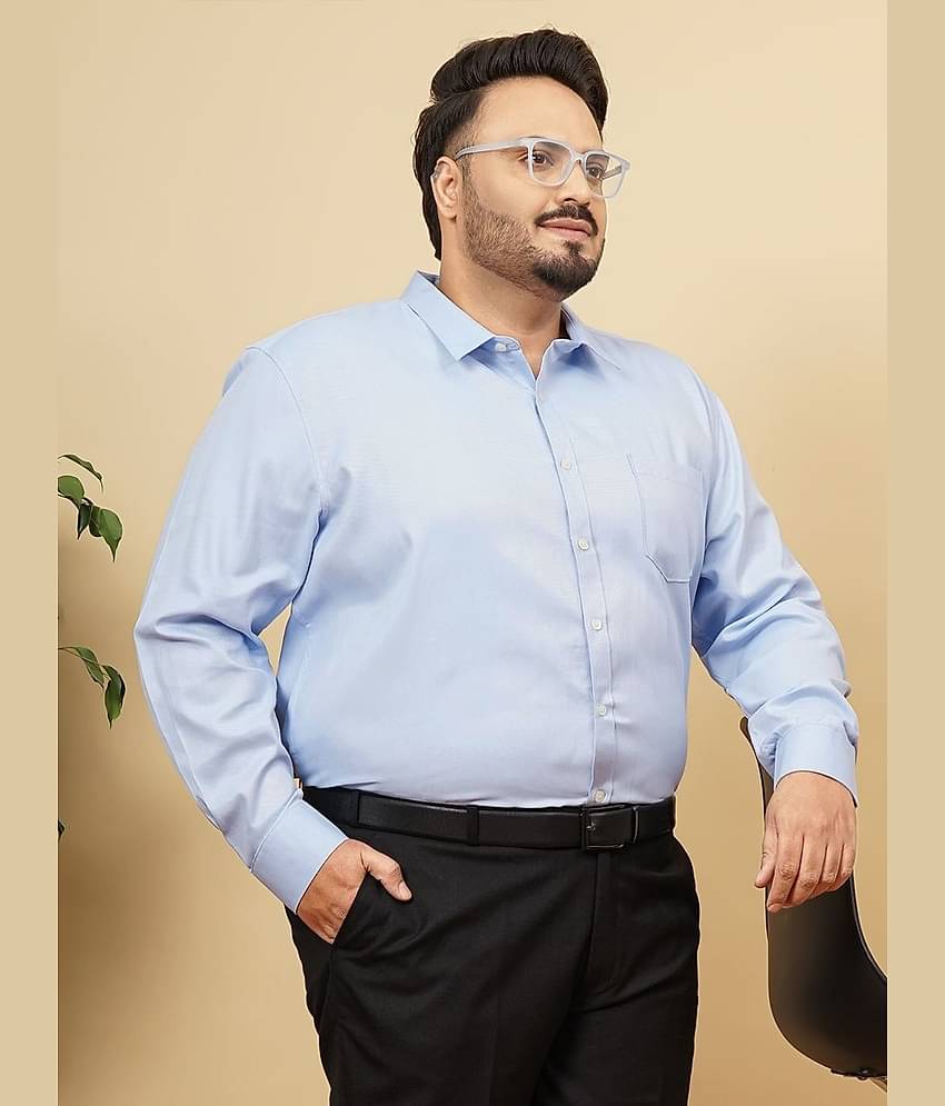 HARDSODA Poly Cotton Regular Fit Full Sleeves Men's Formal Shirt - Blue ( Pack of 1 )