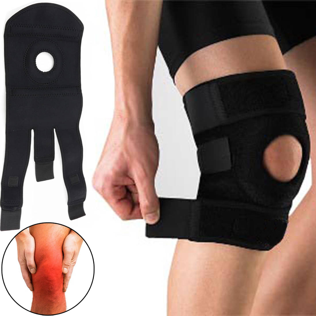     			JMALL Unisex Sports Knee Supports Pair of 1 Black ( Free Size - Size )