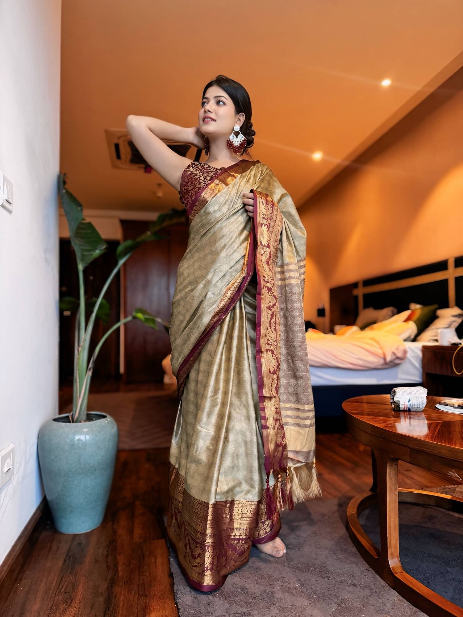 JULEE Kanjivaram Silk Embroidered Saree With Unstitched Blouse Piece ( Multicolor ) JULEE Kanjivaram Silk Embroidered Saree With Unstitched Blouse Piece ( Multicolor )