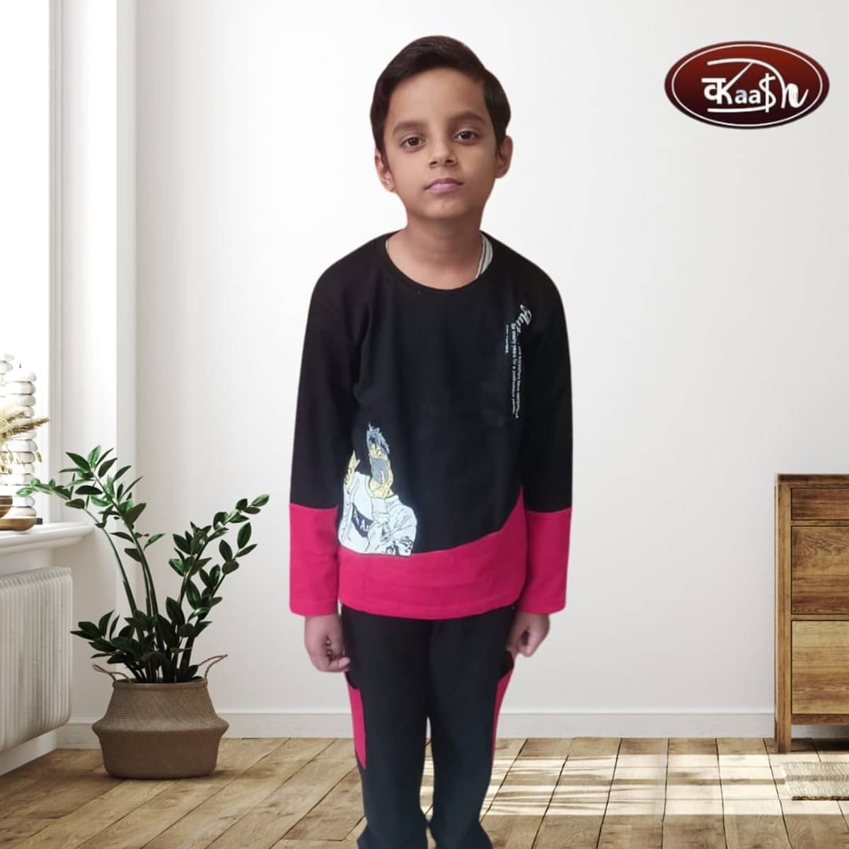Kaash Pack of 1 Boys Cotton Blend T-Shirt & Pants Set ( Black ) Kaash Pack of 1 Boys Cotton Blend T-Shirt & Pants Set ( Black )