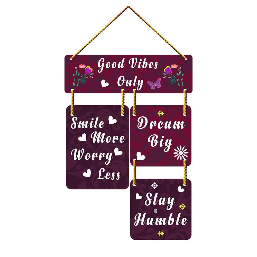 Positive Vibe Lifestyle Wood Good Vibes Hanging Wall Sculpture Multi - Pack of 1