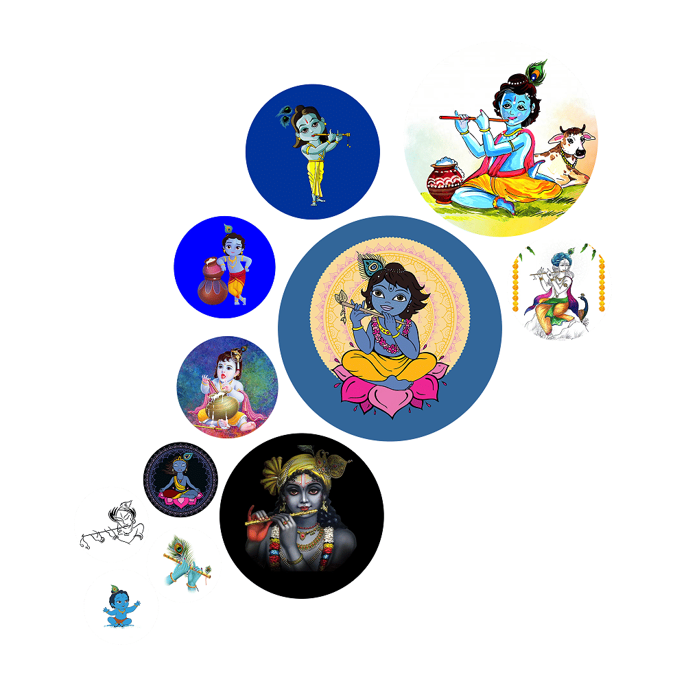 Positive Vibe Lifestyle Wood Krishna-Themed Wall Art Wall Sculpture Multi - Pack of 11