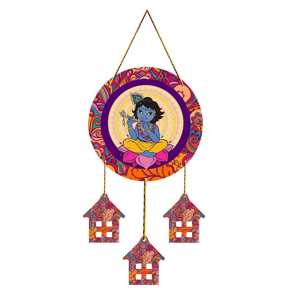 Positive Vibe Lifestyle Wood Ladu Gopal Wall hanging Wall Sculpture Multi - Pack of 1