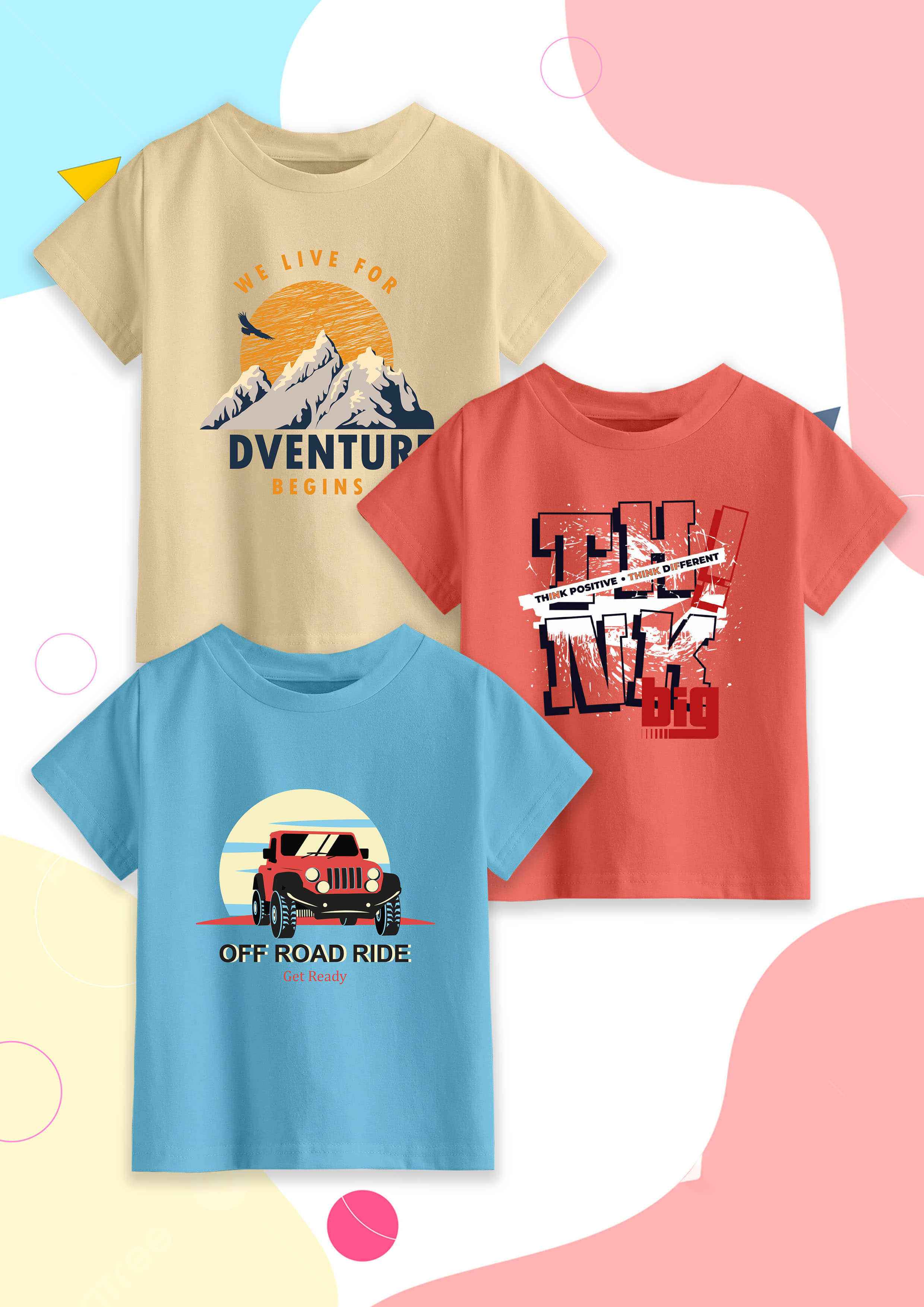 RUNSTARS Pack of 1 Boys Cotton T-Shirt ( Multicolor 3 )